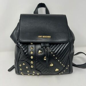 Love Moschino Black Backpack with Gold Accents